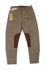 Ralph Lauren Double RL RRL Womens Brown Leather Suede Patch Riding Pants NWT 30