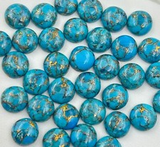 Natural Blue Copper Turquoise Round 6 mm to 12 mm Cabochon Loose Gemstone 10 pcs