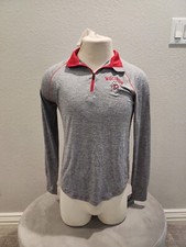 Women's Stadium Wisconsin Badgers Pullover 1/4 Zip Top Red Grey Medium 114166