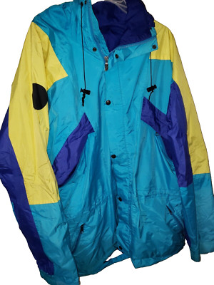 Vintage The North Face Gore-Tex Colorblock Jacket XL Hooded 90s hip hop Neon