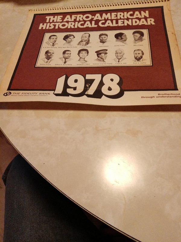 VINTAGE-The Afro American Historical Calendar 1978 (Black History)-Fidelity Bank