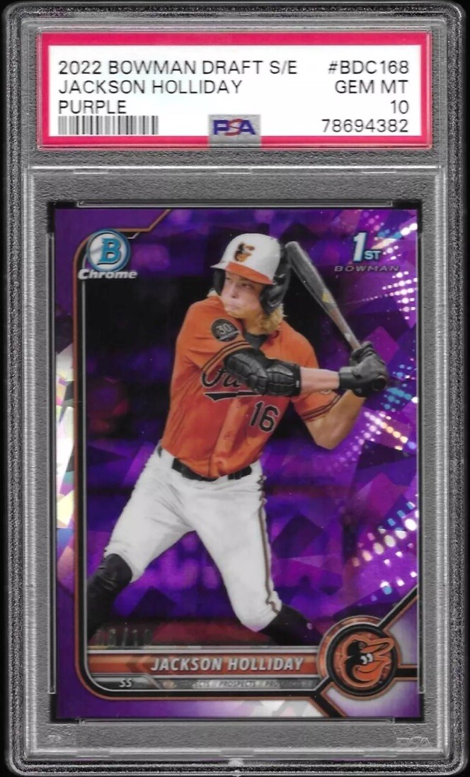 2022 Bowman Draft Sapphire Jackson Holliday Purple /10 PSA 10 GEM MT