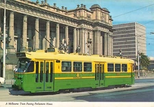 Postcard Australia Melbourne Z3 223 class tram outside Parliament, mid 1980's