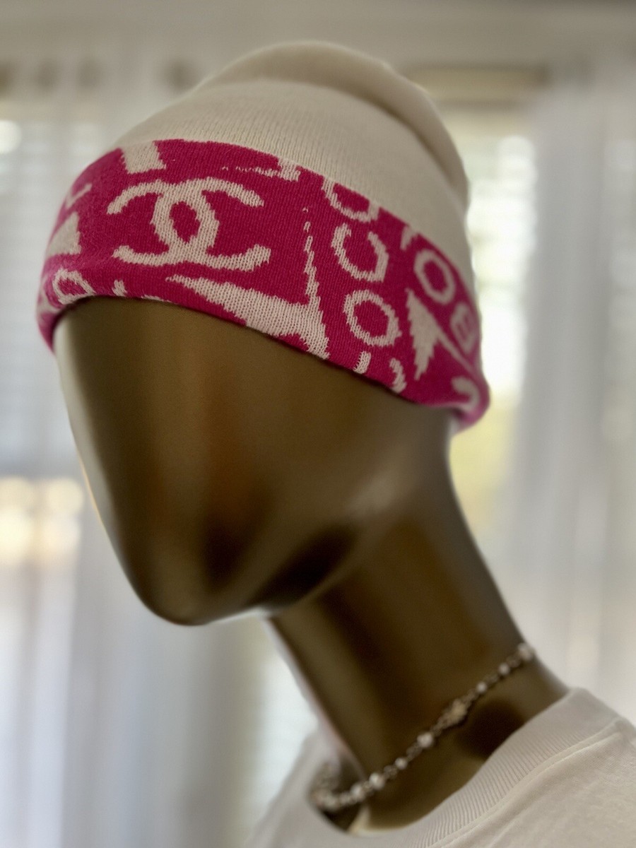 Chanel Beanie Cashmere 24C In White/pink CC Logo All Size NEW | eBay