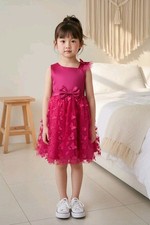 Fuchsia Tulle Overlay Easter Pagent Church Party Butterfly Dress Size 4T