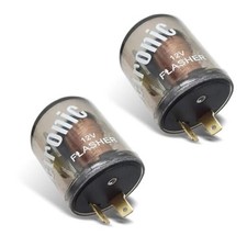 2 Pack 12V 2-pin Electronic Relay, Turn Signal Flasher Plug, Three Prong Round