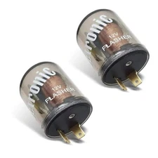 2 Pack 12V 2-pin Electronic Relay, Turn Signal Flasher Plug, Three Prong Round 