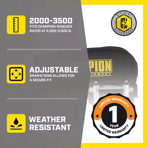 Protector Champion Winch Cover Neopreno Impermeable Pequeño 2000 3000 lb ATV SUV Foto 2 de 4