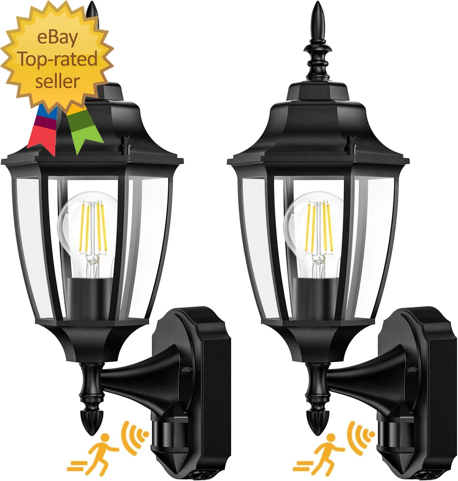 Arandela de parede externa, pacote com 2 luminárias com sensor de movimento do crepúsculo ao amanhecer - Imagem 2 de 4