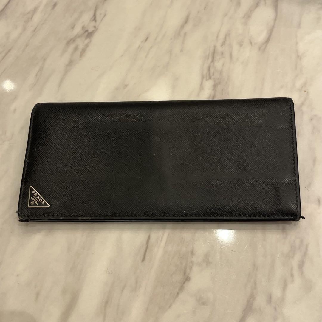 PRADA Saffiano Leather Bifold Wallet with Triangle Logo in Excellent Condition