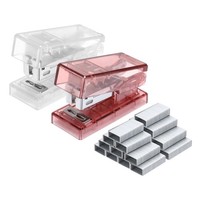 FüR Mini-Stapler, 2Er-Set Mit Heftklammern, Klein & Tragbar, Klar/Weiß/Rot