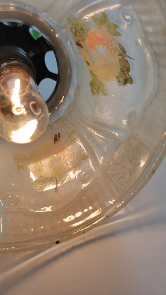 Antiguo colgante de gas convertido victoriano de colección Gasolier artesanías pintado a mano Foto 4 de 4