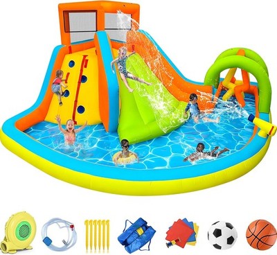 6in1 Inflatable Water Slide Bounce House Kids Splash Pool Climb Wall Park