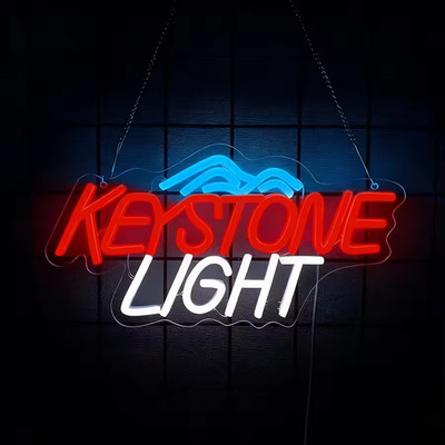 Retro KEYSTONE  Light Neon Sign LED Beer Bar Sign Man Cave Decor Logo w Mount