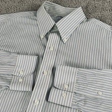 Brooks Brothers Shirt Mens 16 Slim Fit Non Iron Blue Yellow Striped Cotton T307