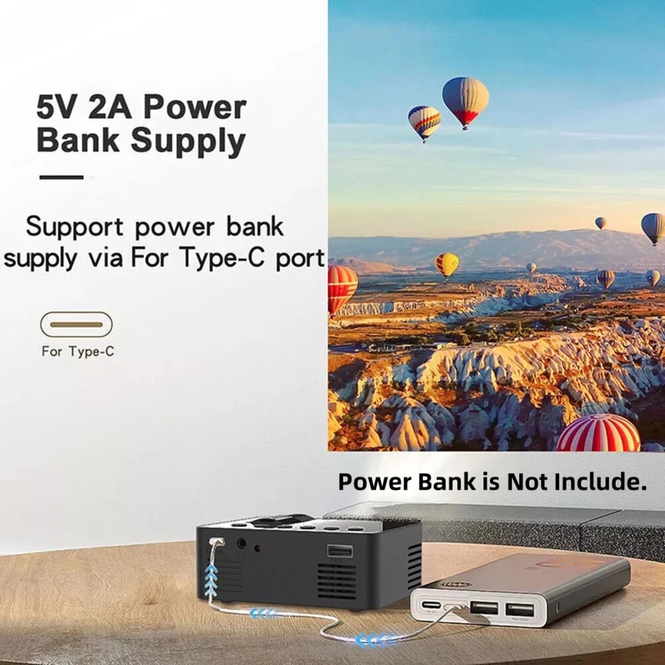 1080P HD Projector AUX/USB/Type-C Multi-functional Connectivity Easy to Carry - Image 3 of 4