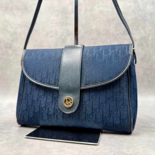 Christian Dior Trotter Pattern Shoulder Bag Navy Used From Japan