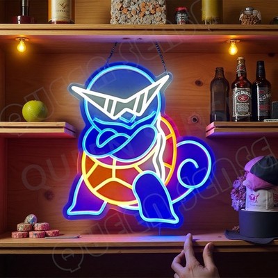 16''x15'' Squirtle LED Neon Sign With Dimmer USB Powered Light Wall Decor Home DF