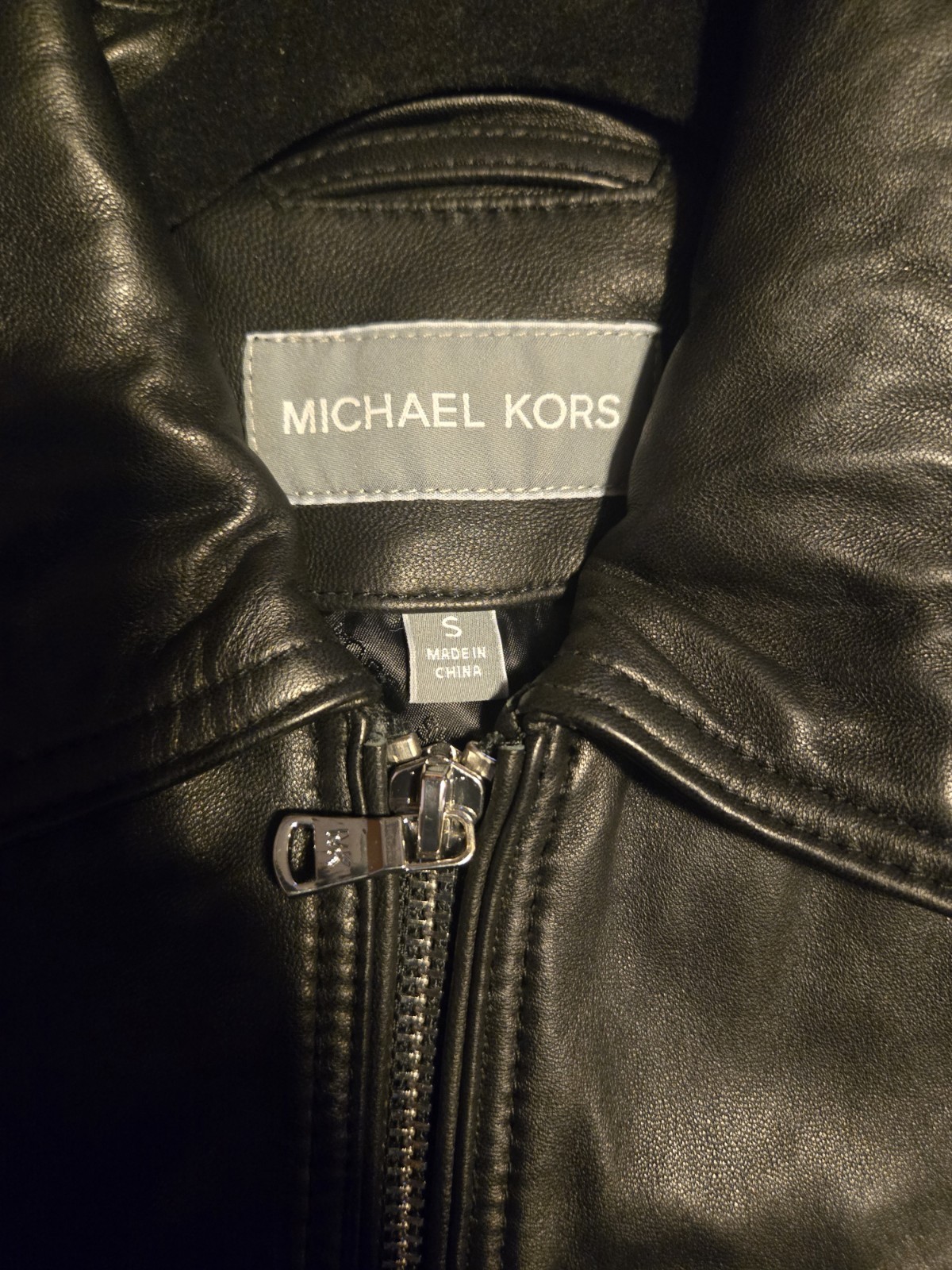 Michael Kors Men's Zip Front Genuine Leather Jacket