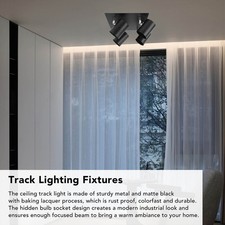 T- 4 Light Adjustable Industrial Track Lighting Fixtures Modern Black GU10