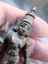 Antique Indian India Early Cast Bronze Lakshmi Hindu Goddess Statue Figurine