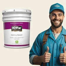 BEHR PREMIUM PLUS 5 gal. #12 Swiss Coffee Eggshell Enamel Low Odor Interior Pai