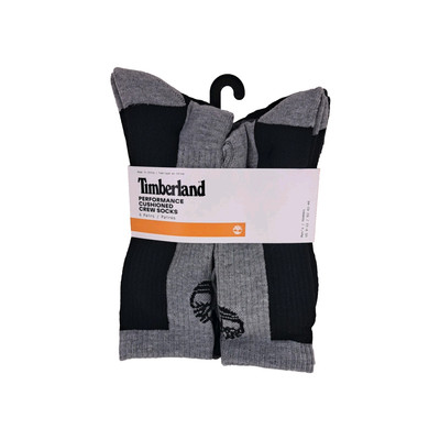 Timberland Men's Performance Cushioned Crew Socks 6 Pair Large 9-12 Black Grey