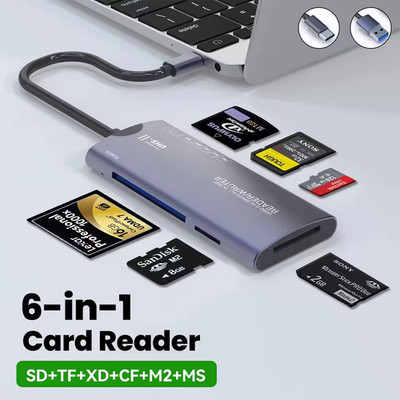 Kartenleser 6 in 1 SD Speicherkartenleser Typ-C Leser SD TF M2 MS OTG Adapter DE
