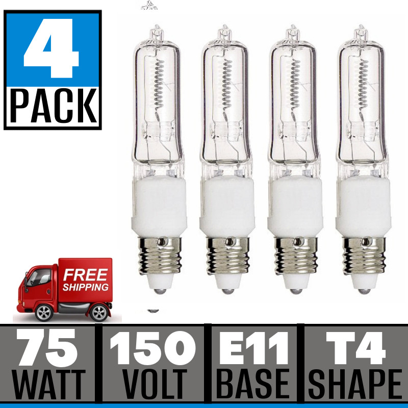 4pk 75 Watt T4 Clear 1250L Mini Candelabra Base 120 Volt 75J