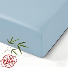 Zaizaihome Crib Sheet Sky Blue Bamboo Viscose