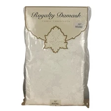 Tablecloth Table Cloth 90” Round White Damask Fabric Bed bath beyond NEW