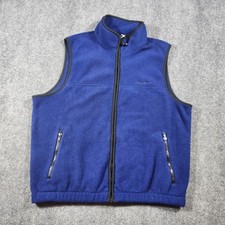 Eddie Bauer Fleece Full Zip Vest Mens Large Sleeveless Blue Outdoor Nature USA