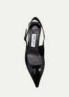 NEW JIMMY CHOO Amel Black Pointed Patent Slingback Pumps 6 36  ITALY — photo 2