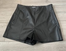 Women faux Leather Shorts Vintage High Waist Short Pants  size 16 new with tag