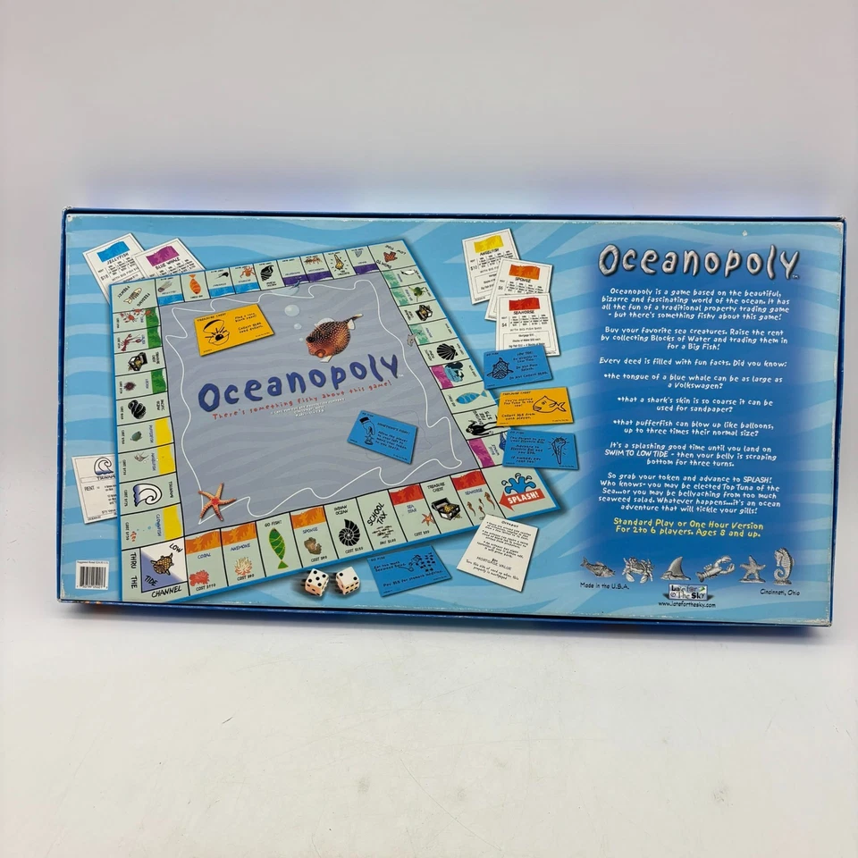 Ocean Opoly COMPLETE Late for the Sky Oceanopoly Sea Life Fish Seahorse Shark - Image 2 of 4