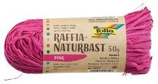 folia Raffia Pink, 1 Bundle of 50 g, Natural Straw Blend Cord, Ideal, Decoration