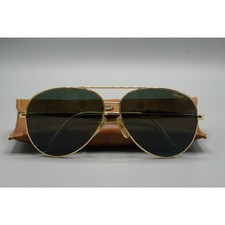 Eddie Bauer 1990's Gold Frame Green Lens Aviator Sunglasses