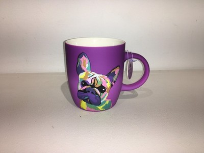 FRENCH BULLDOG MUG DESIRABLE SIP PURPLE W/ SOFT TOUCH COATING (NEW)