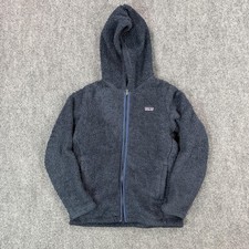 Patagonia Fleece Jacket Kids 12 Blue Hooded Full Zip Sherpa Outdoor Winter