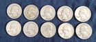 (Lot of 10) Washington Quarters 90% Silver - (1934 - 1964)  - $2.50 Face-- G13