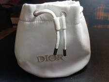 Christian Dior Cosmetic Makeup Bag Drawstring Pouch Clutch  White NWOT