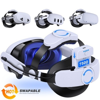 VR Headstrap mit 7500mAh Akku für Meta Quest 3/3s/2 mit Dual-Knob VR Zubehör