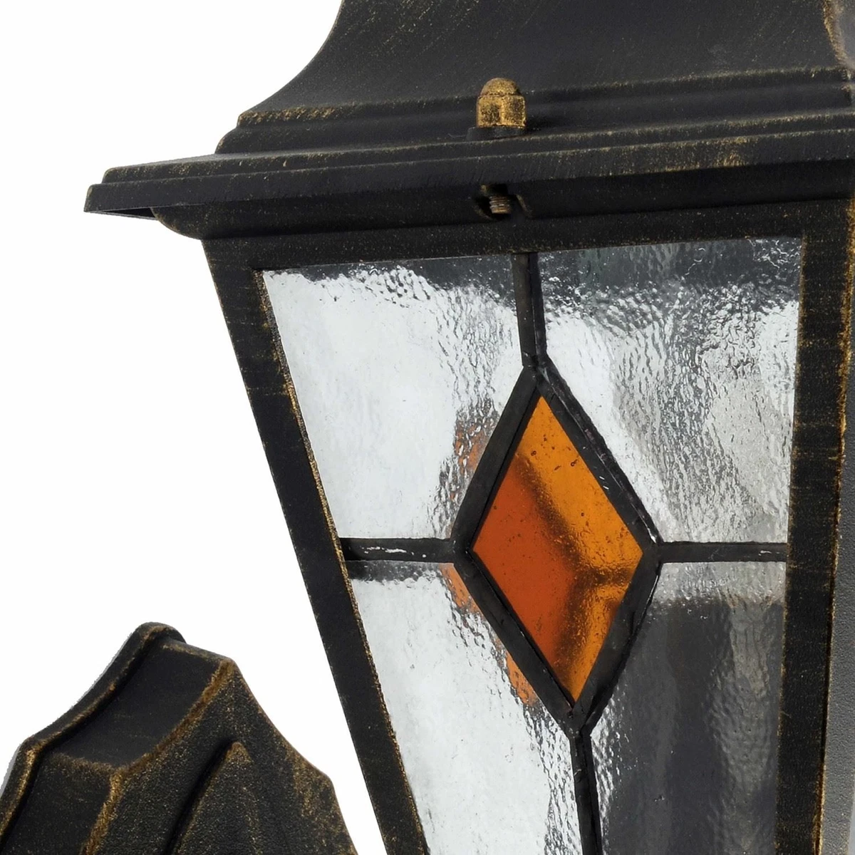 Juego de 2 luces de pared tradicionales negras cepilladas doradas para jardín exterior porche IP44