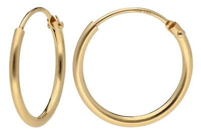 TRENDOR Schmuck Damen-Ohrringe Gold 585 / 14K Creolen Breite 1,3 mm Ø 15 mm 1517 - Bild 1 von 4