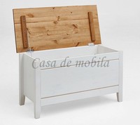 Truhe Klein 86X47X38Cm Eva Kiefer Massiv 2Farbig Weiß Lackiert / Gelaugt GeöLt
