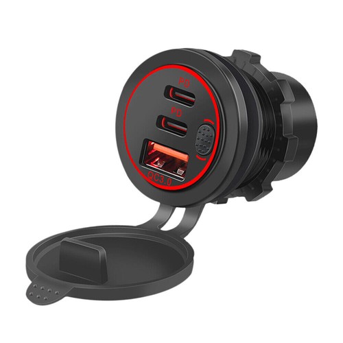 Coche Doble USB C Enchufe 3.0 QC PD 12V Enchufe Instalación Impermeable Coche Cargador - Imagen 9 de 15