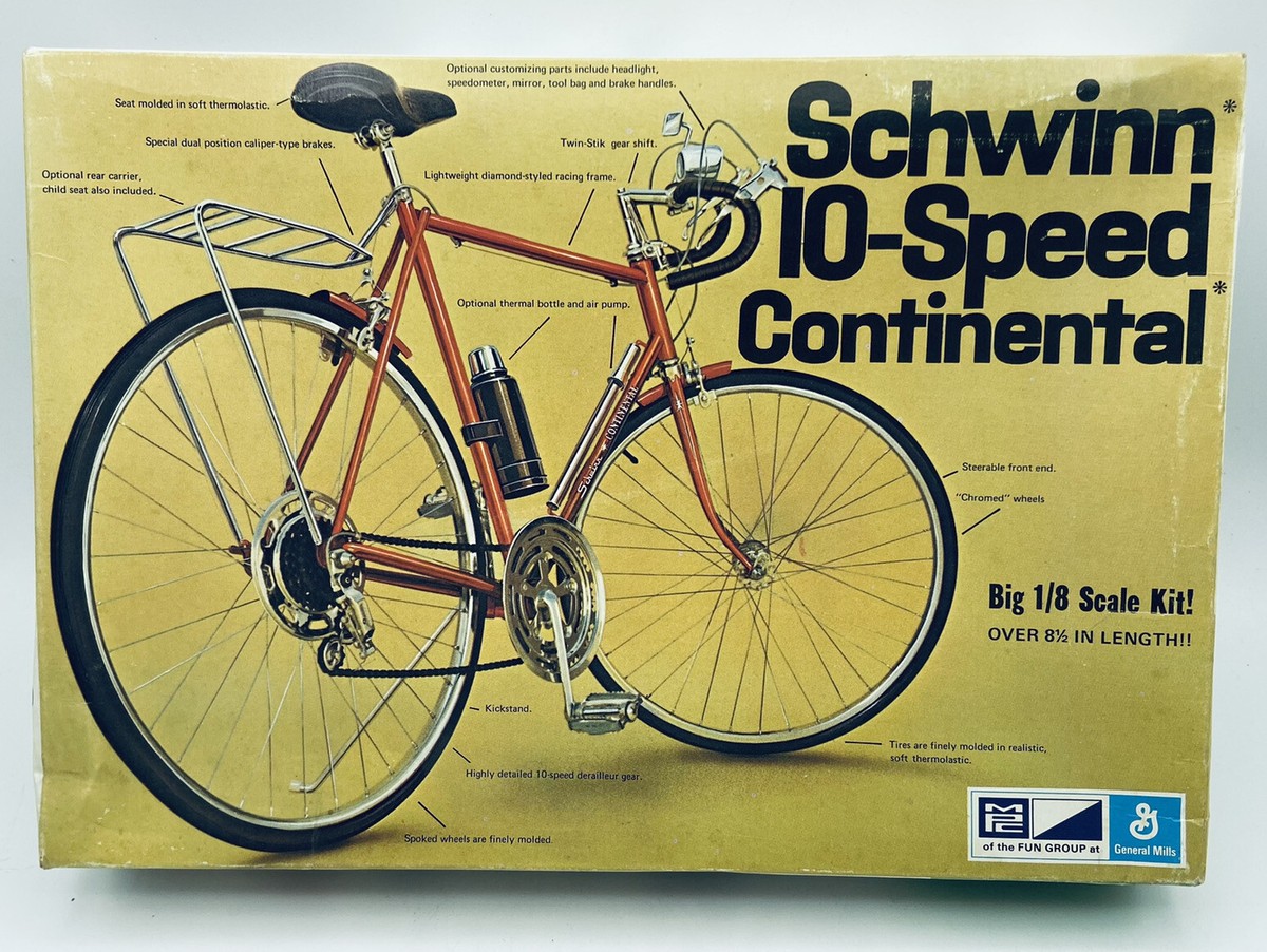MPC 1:8 Schwinn 10-Speed Continental Vintage Model Kit #1-1480 Org Issue  1972