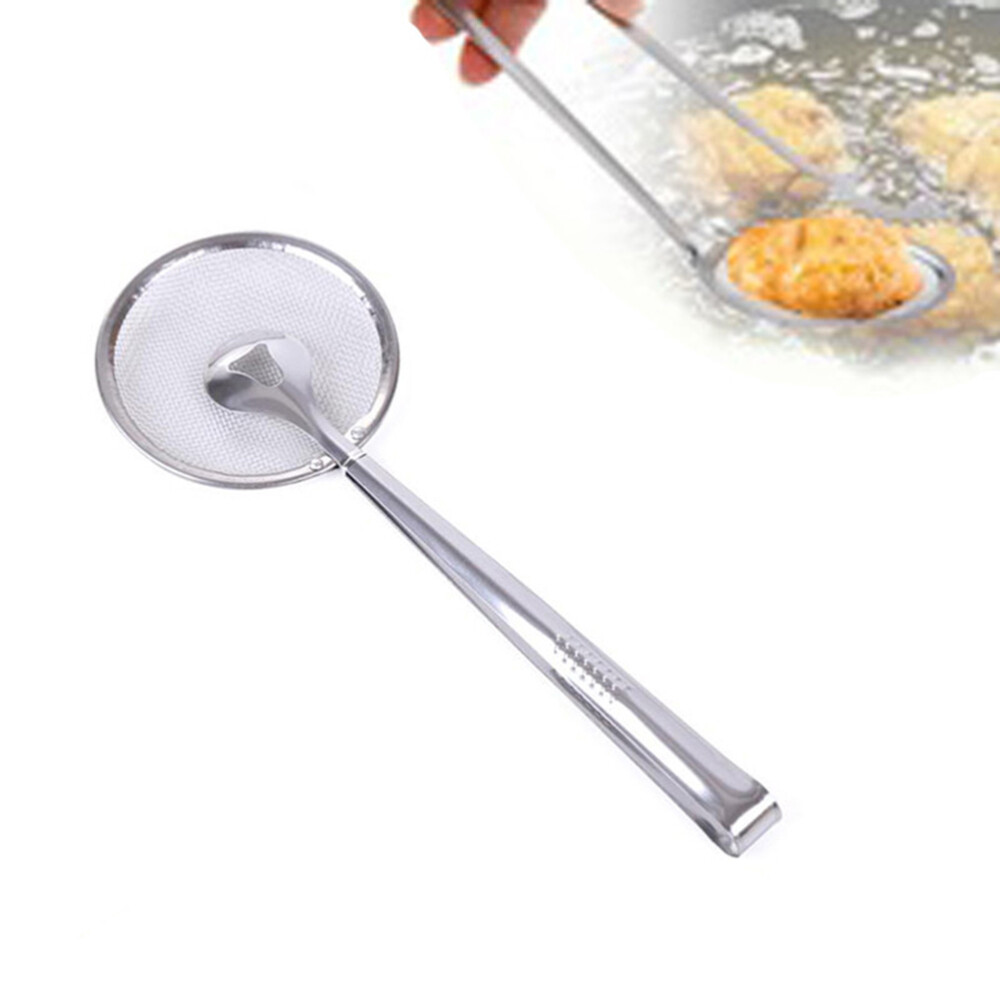 Kitchen Stainless Steel Mesh Strainer Ladle Food Oil-Frying Filter Spoon With