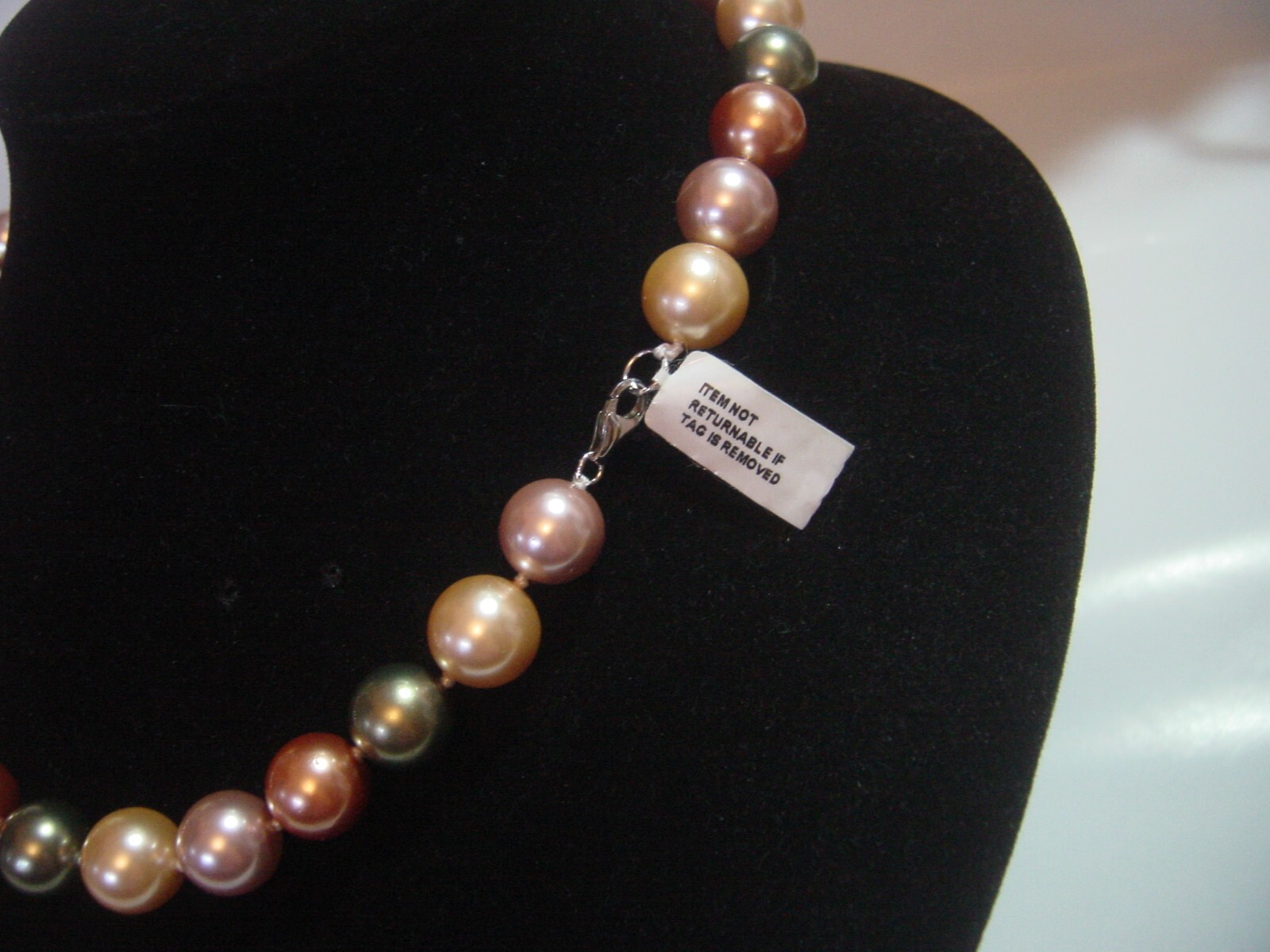 Vintage-solid Silver FAUX LARGE classy pearls Nec… - image 2