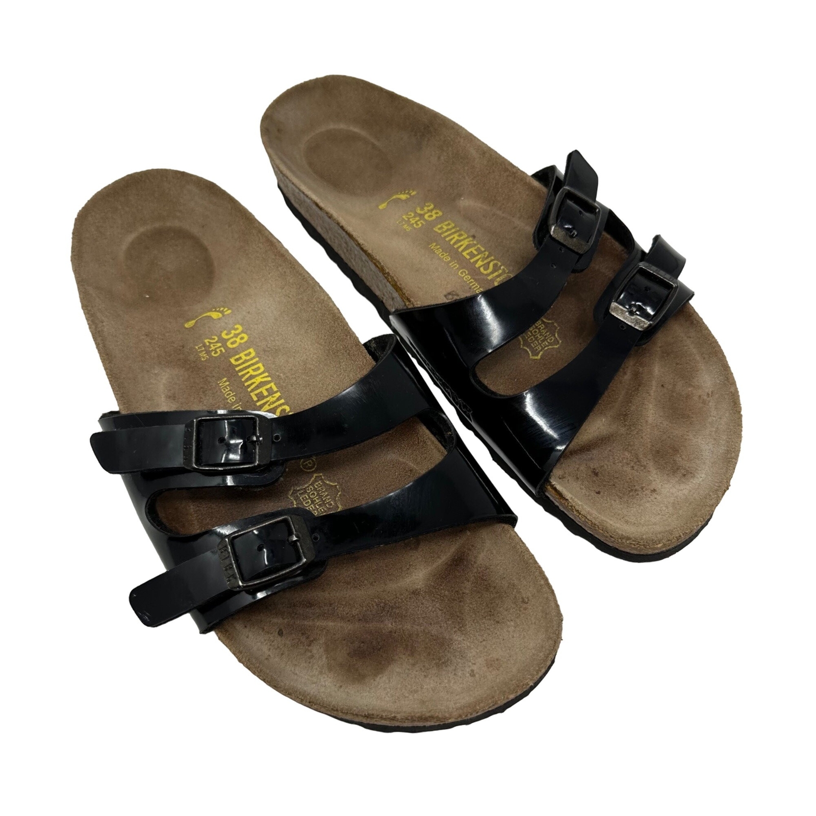 Birkenstock Ibiza Birko-Flor Sandals Black Patent Leather Size 38 US 7  Narrow | eBay